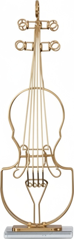 Elegant Violin Sculpture - Modern Metal Art Piece - Decorative Sculpture For Living Room Bedroom Home Decor - 50cm Length X 16cm Width X 7cm Height - Premium Gold Electroplated Finish - Protective Packaging Included