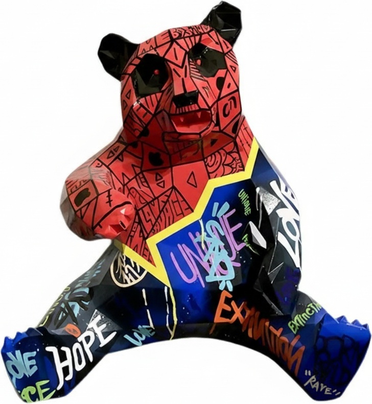 Modern Graffiti Panda Sculpture – Fiberglass Art Statue