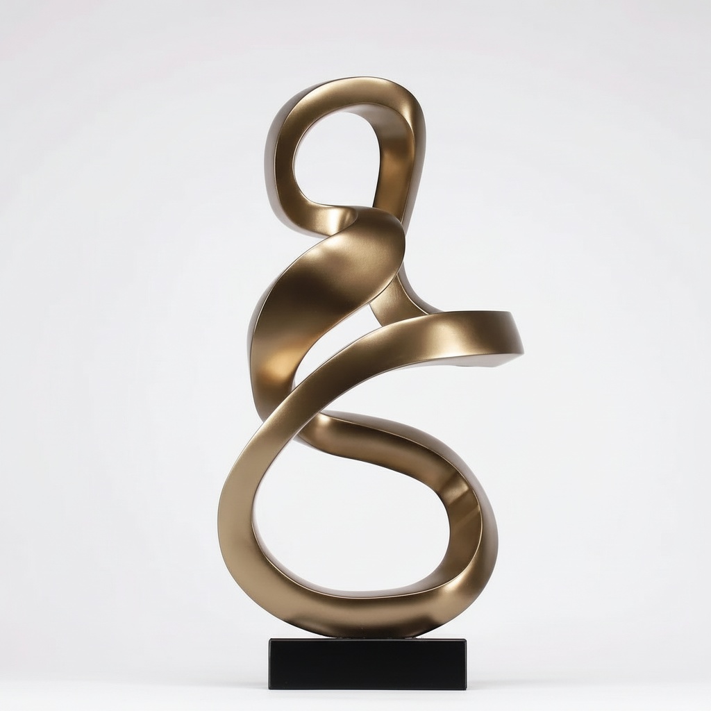 Golden Fiberglass Abstract Sculpture – Flowing Form