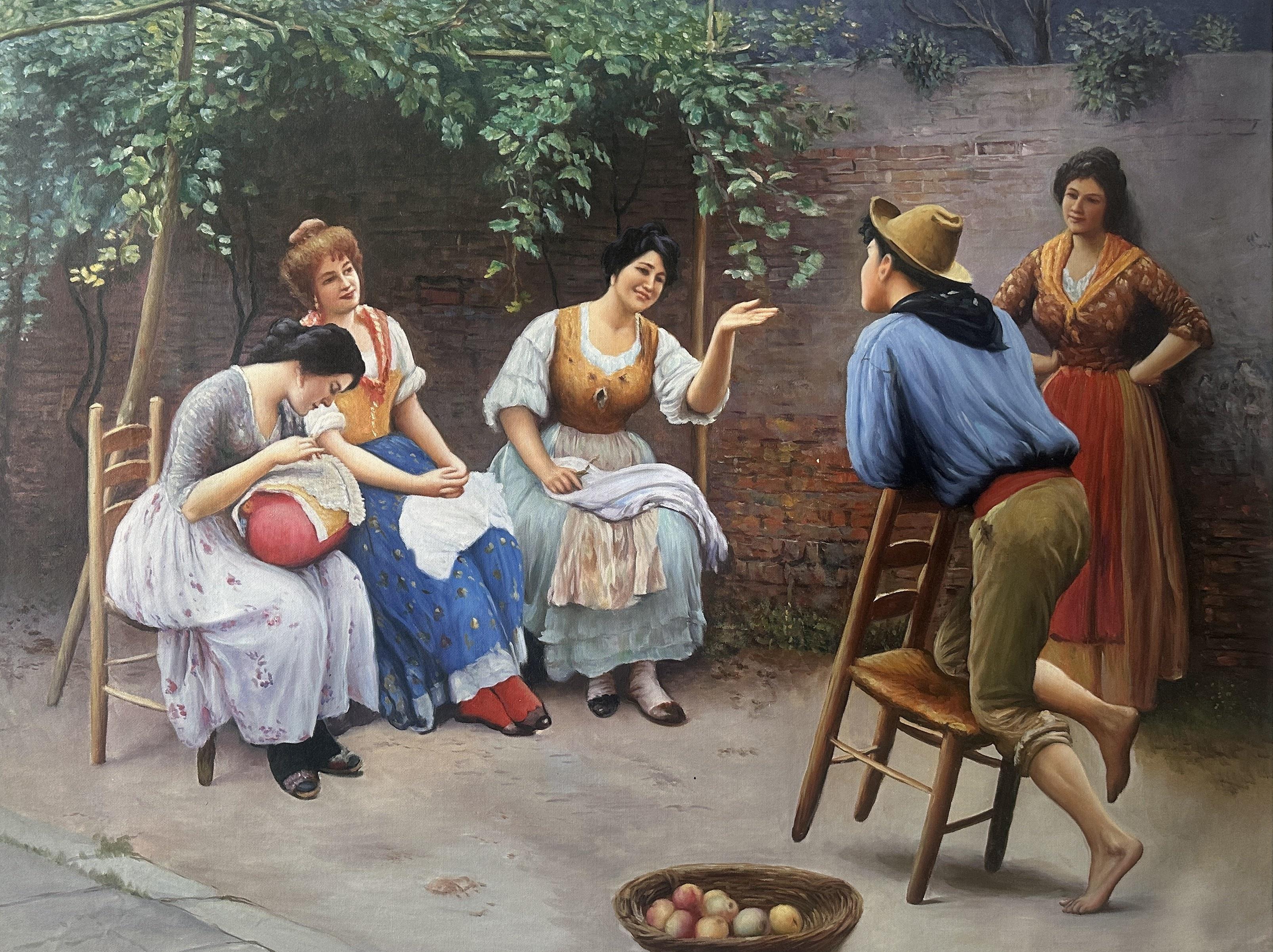 Plauderei (chatting Or The Conversation) - Eugene De Blaas — Eugene De Blaas