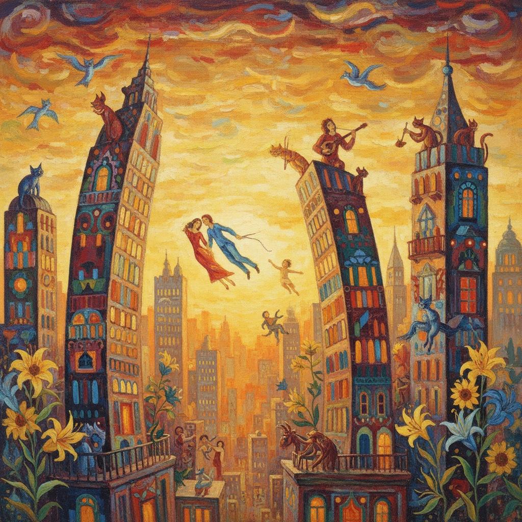Celestial Ascent: Echoes Of Chagall's Dreamscape — Jacques Villedieu