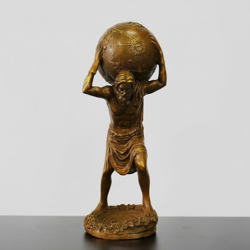 Atlas Supporting The World Globe Bronze Sculpture