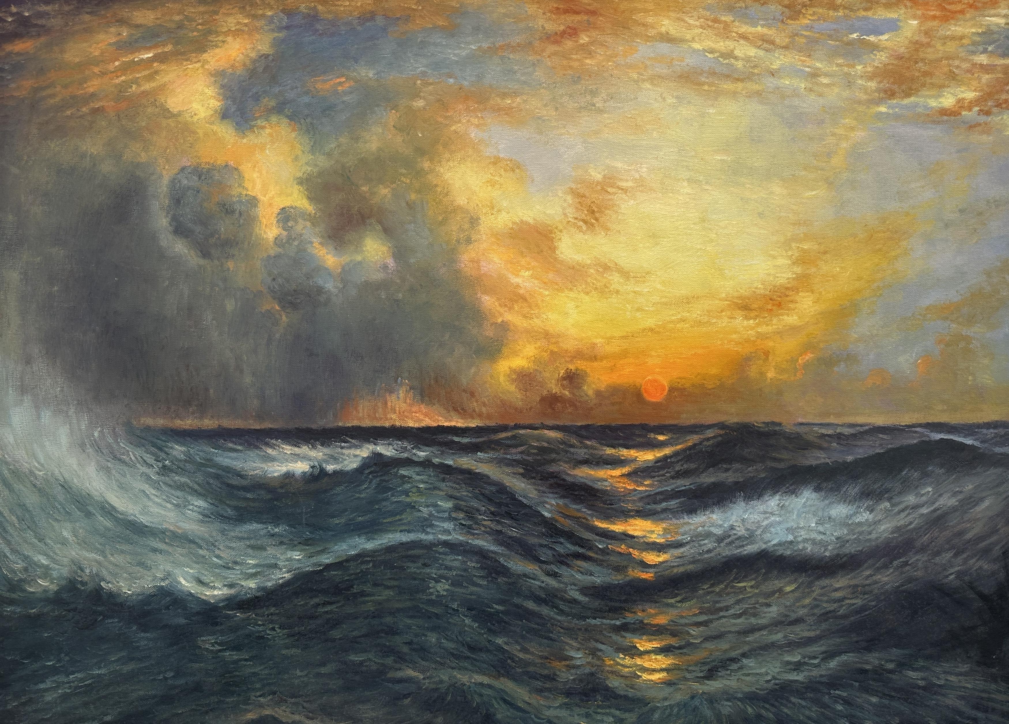 Sunset At Sea - Thomas Moran — Thomas Moran