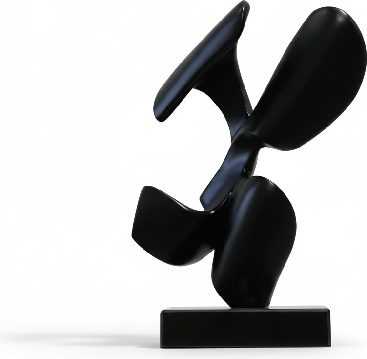 Interwoven Forms: Black Resin Abstract Sculpture