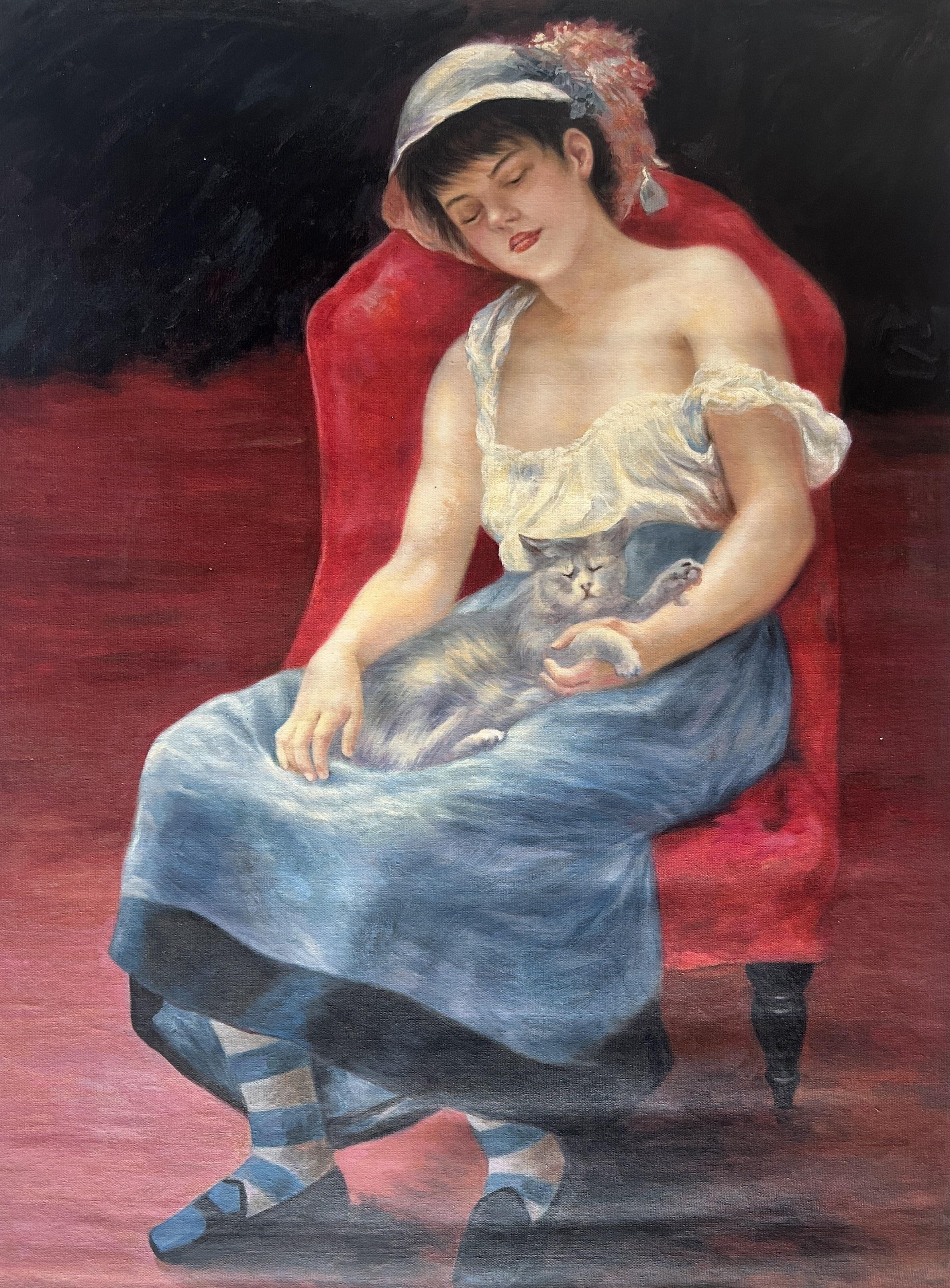 Sleeping Girl With A Cat - Pierre-auguste Renoir — Pierre-auguste Renoir