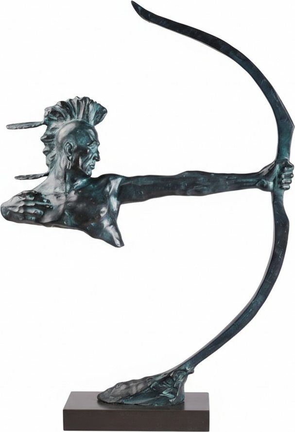 Bronze Mohawk Archer Sculpture – Dynamic Patina Finish