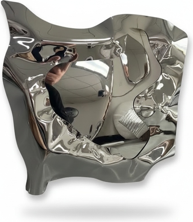 Abstract Stainless Steel Wall Mirror - 85x85cm