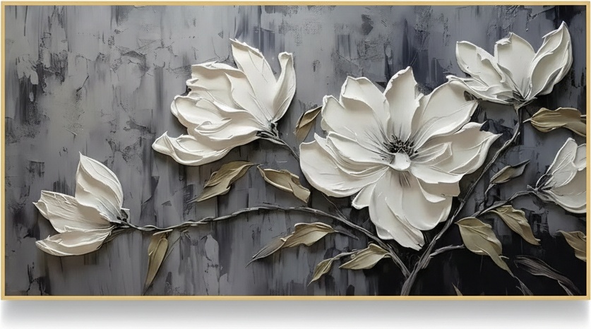 Textured Magnolia Bloom Canvas Painting