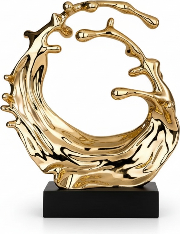 Golden Wave Resin Sculpture