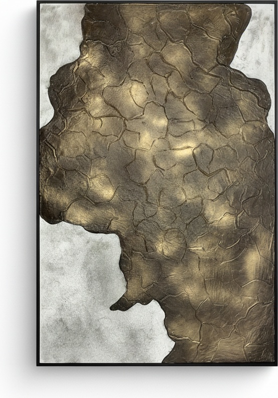 Handpainted Abstract Mixed Media Wall Art In Modern Frame