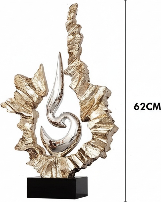 Elegant Resin Sculpture - 62cm Height Abstract Silver Spiral Design Luxury Home Décor Piece