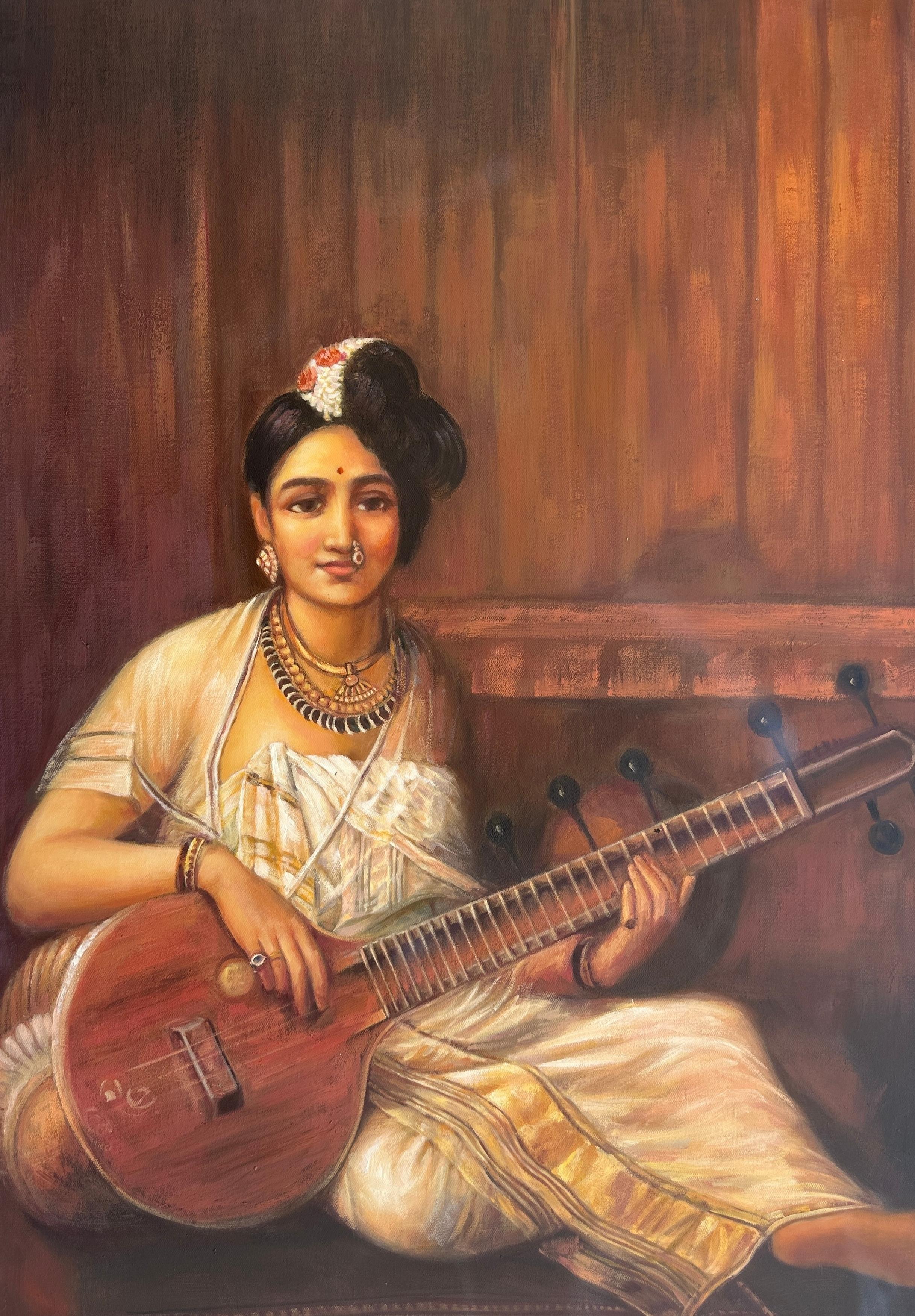 Malabar Lady With Veena - Raja Ravi Varma — Raja Ravi Varma