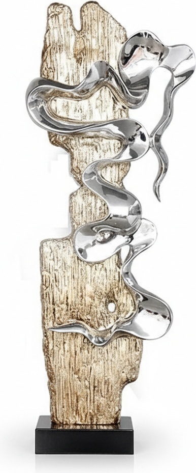 Silver Cascade Resin Sculpture - Modern Statement Piece