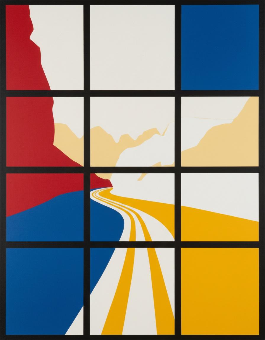 Mountain Echoes: A Mondrian Landscape — Jacques Villedieu