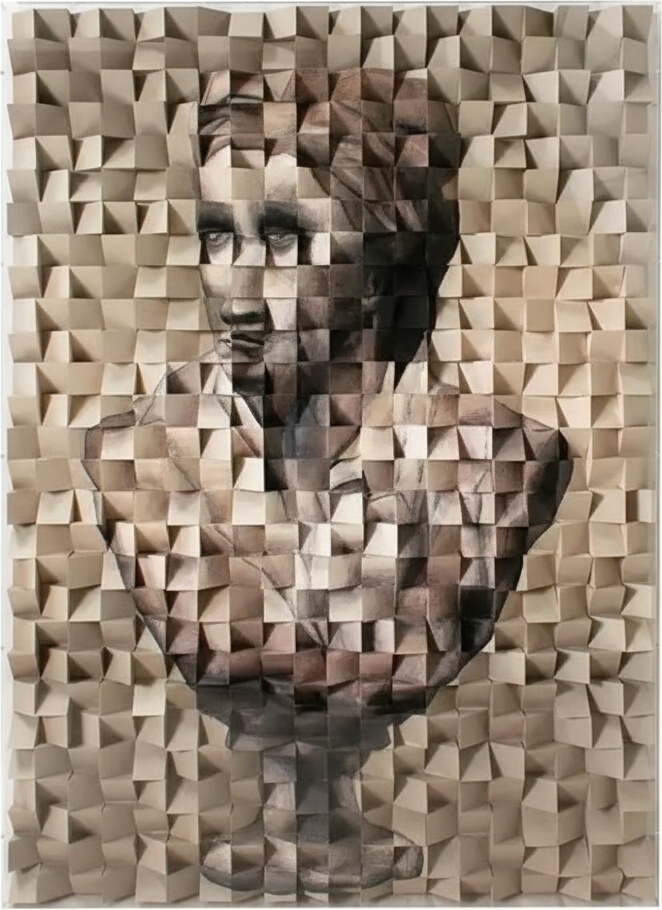 Geometric Wood Portrait Sculpture