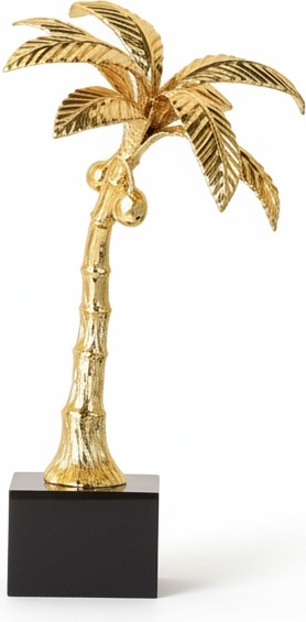 Gilded Palm Sculpture: Modern Metal Accent Piece