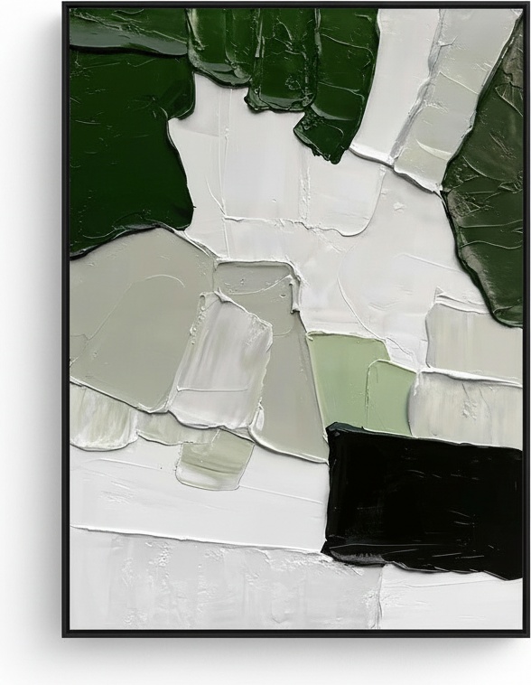 Handpainted Abstract Oil Canvas In Black Frame