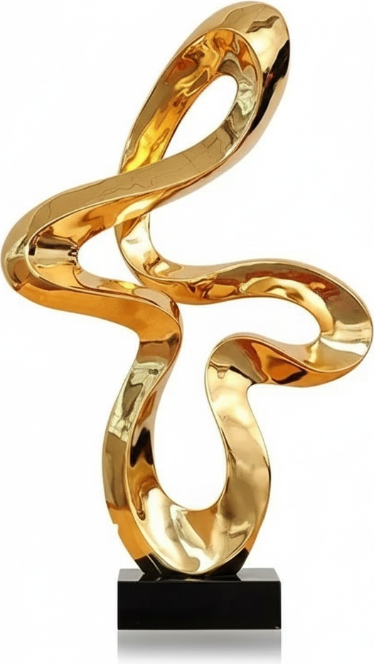 Polished Stainless Steel Abstract Sculpture – Flowing Infinity Form