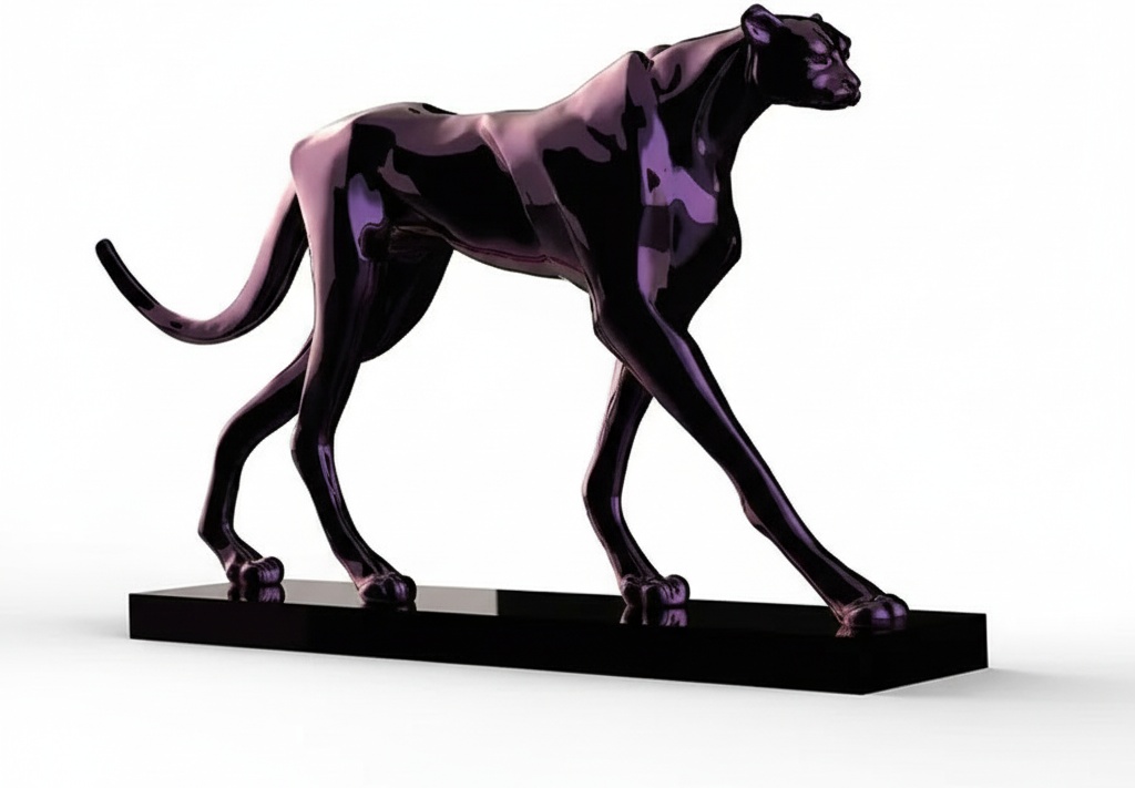 Iridescent Cheetah Sculpture – Modern Resin Art