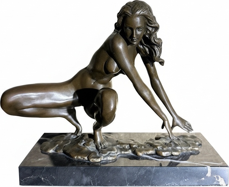 Dynamic Bronze Female Sculpture – Patinated Art For Home & Garden