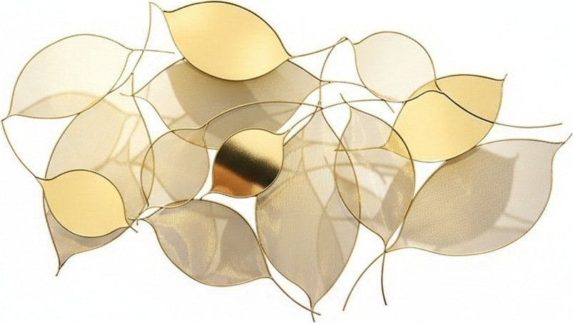 Golden Dali Leaf Sculpture - Luxurious Stainless Steel Wall Art – 180cm Wide X 110cm High X 23cm Depth – Elegant Metal Decorative Piece For Living Rooms & Hotels