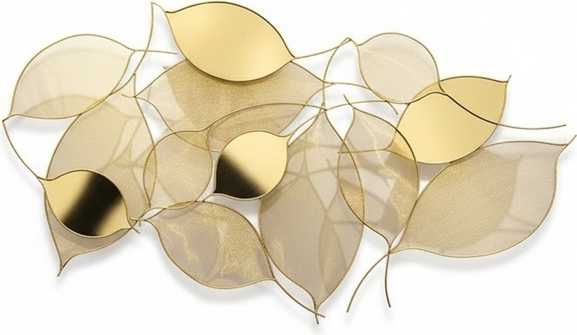 Golden Leaf Metallic Wall Sculpture - 190cm X 110cm X 23cm – Luxurious Textured Metal Art For Living Rooms & Bedrooms
