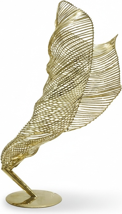 Golden Stainless Steel Abstract Wall Sculpture - 60cm X 155cm X 85cm