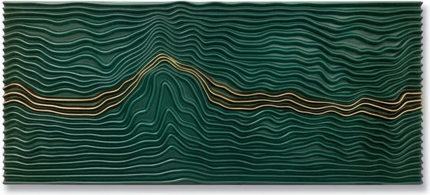 Layered Wood Wave Wall Sculpture – Teal & Gold Abstract Art