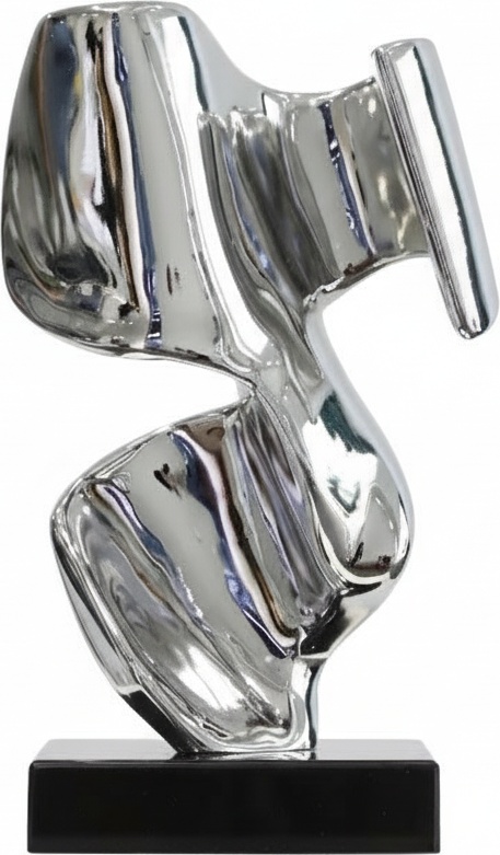 Twisting Form Resin Sculpture - Chrome Finish