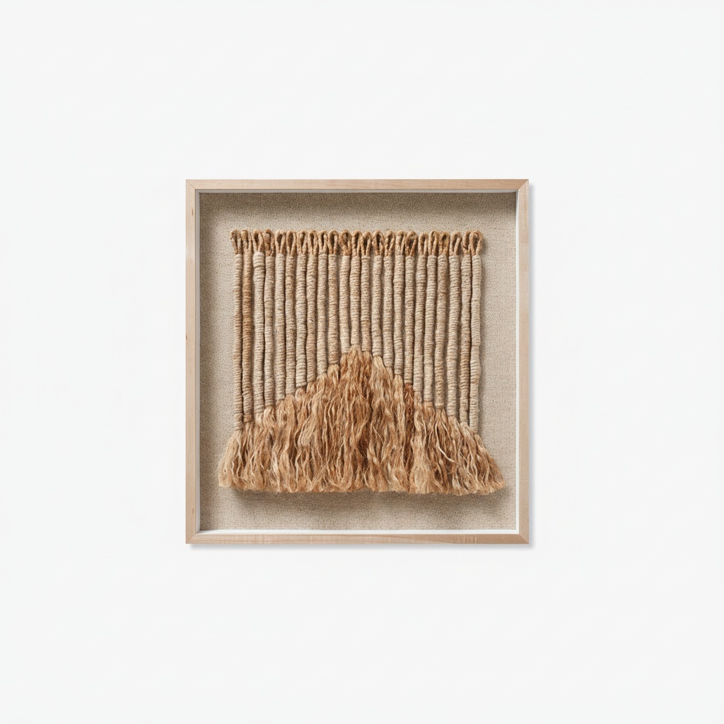 Handwoven Yarn Wall Hanging: Textured Abstract Art In Natural Tones