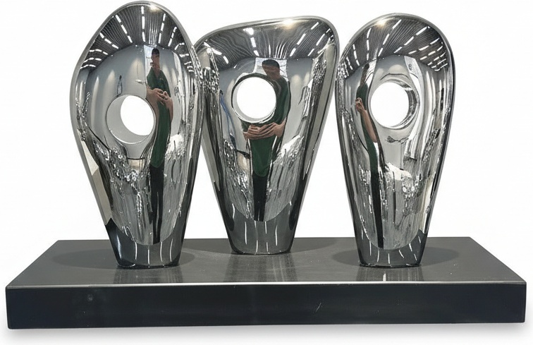 Polished Stainless Steel Abstract Sculpture - Modern Home Décor