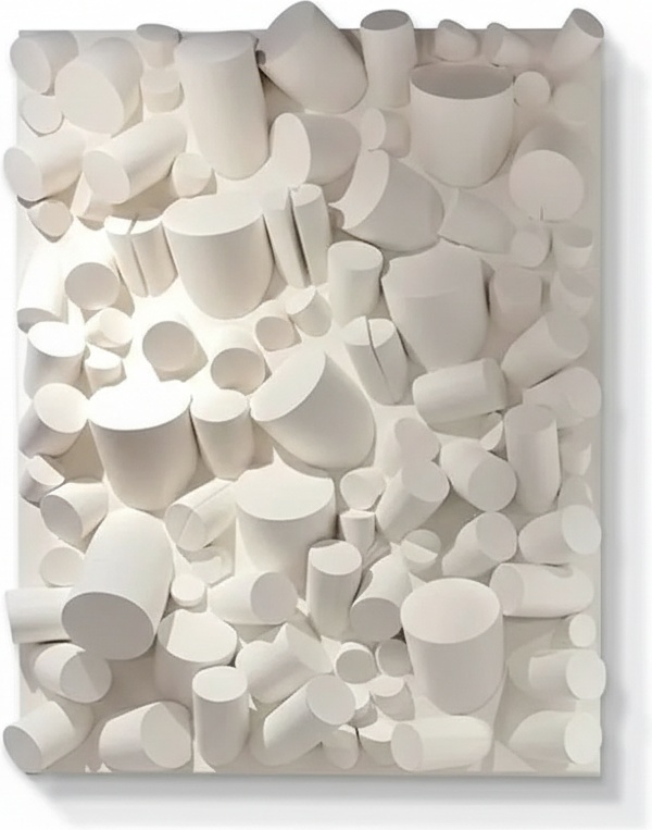 Textured Cylindrical Abstract Wall Sculpture – Off-white Matte Finish