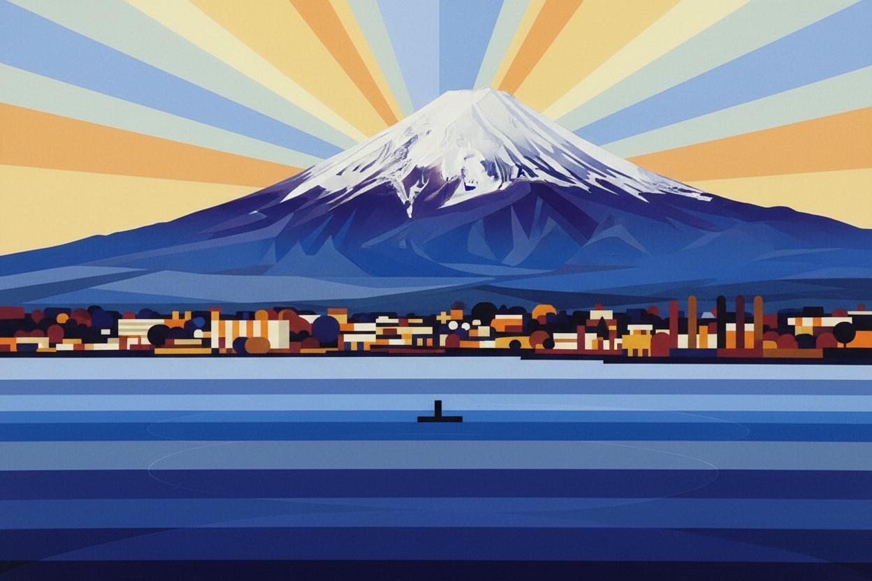 Azure Radiance: Fuji's Geometric Horizon - Unique Edition — Jacques Villedieu