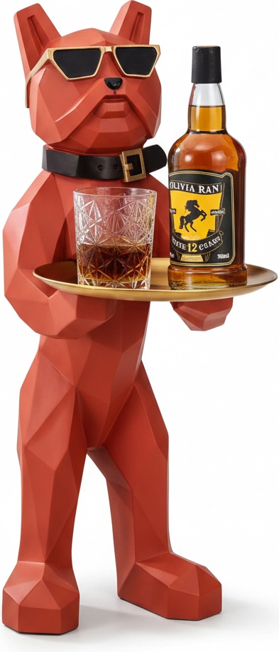 Geometric French Bulldog Sculpture With Integrated Tray