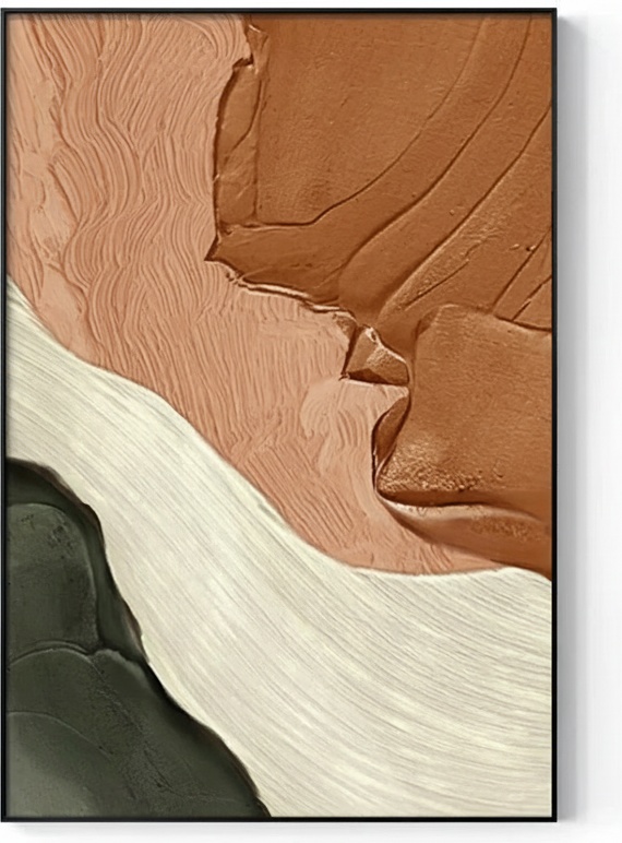 Textured Abstract Wall Art In Terracotta & Olive - Hand-painted Canvas