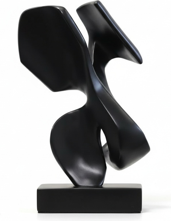 Black Resin Abstract Sculpture - Modern Minimalist Form