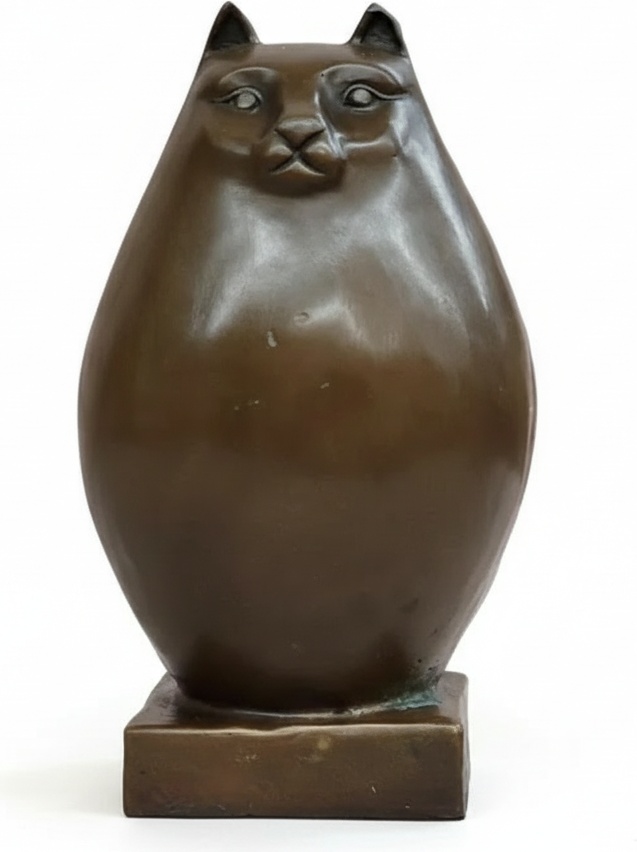 Bronze Cat Sculpture – Modern Minimalist Form