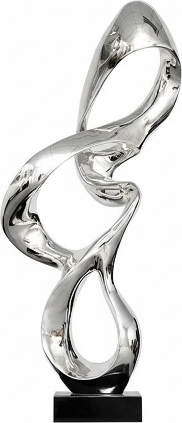 Elegant Silver Resin Sculpture - Dynamic Modern Home Décor Piece