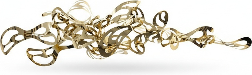 Golden Abstract Stainless Steel Wall Sculpture - 290cm