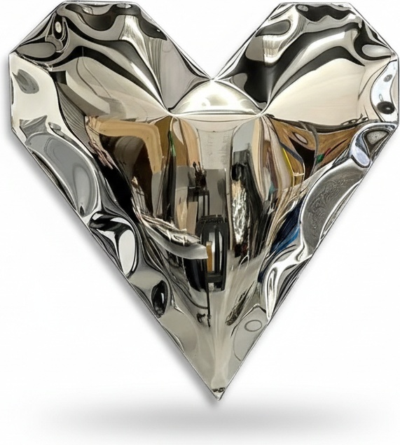 Reflective Stainless Steel Heart Wall Sculpture