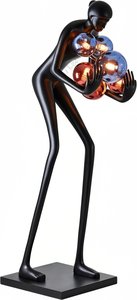 Abstract Figure Floor Lamp – Black Metal & Colorful Glass