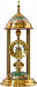 Elegant Vintage Gold Desk Clock – Italy Glass Accent Table Lamp For Home Decor