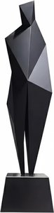 Geometric Black Metal Sculpture: Graceful Form, Art Deco Metal (steel/aluminum), Matte Finish Th