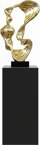 Golden Geometric Sculpture - Luxurious Resin Art Deco Statement Piece (39x35x151cm), Modern & Minimalist