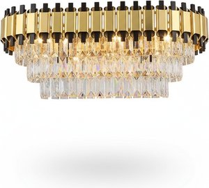 Golden Crystal Cascade Chandelier: Modern Luxury Lighting