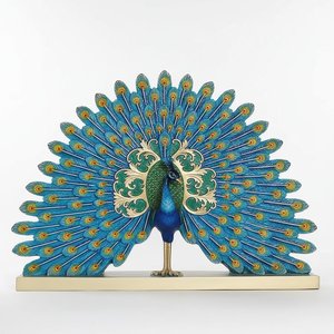 Resin Peacock Sculpture – Iridescent Feather Detail