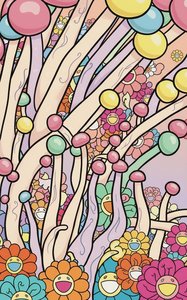 Ephemeral Bloom: A Murakami Reverie — Jacques Villedieu, Superflat (contemporary Pop-surrealism)