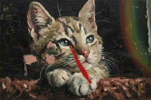 Crimson Gaze, Tabby No. 1 — Jacques Villedieu, Abstract Expressionism (action Painting)