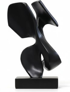 Black Resin Abstract Sculpture - Modern Minimalist Form, Modern & Minimalist