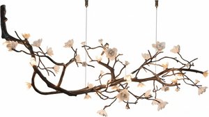 Floral Branch Chandelier – Copper & Resin Art Lighting